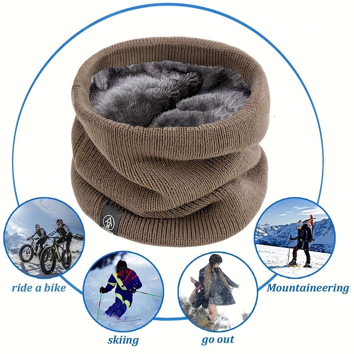 Men's Warm Velour Scarf and Face Shield Cold-Proof Neck Gaiter Winter Accessory
