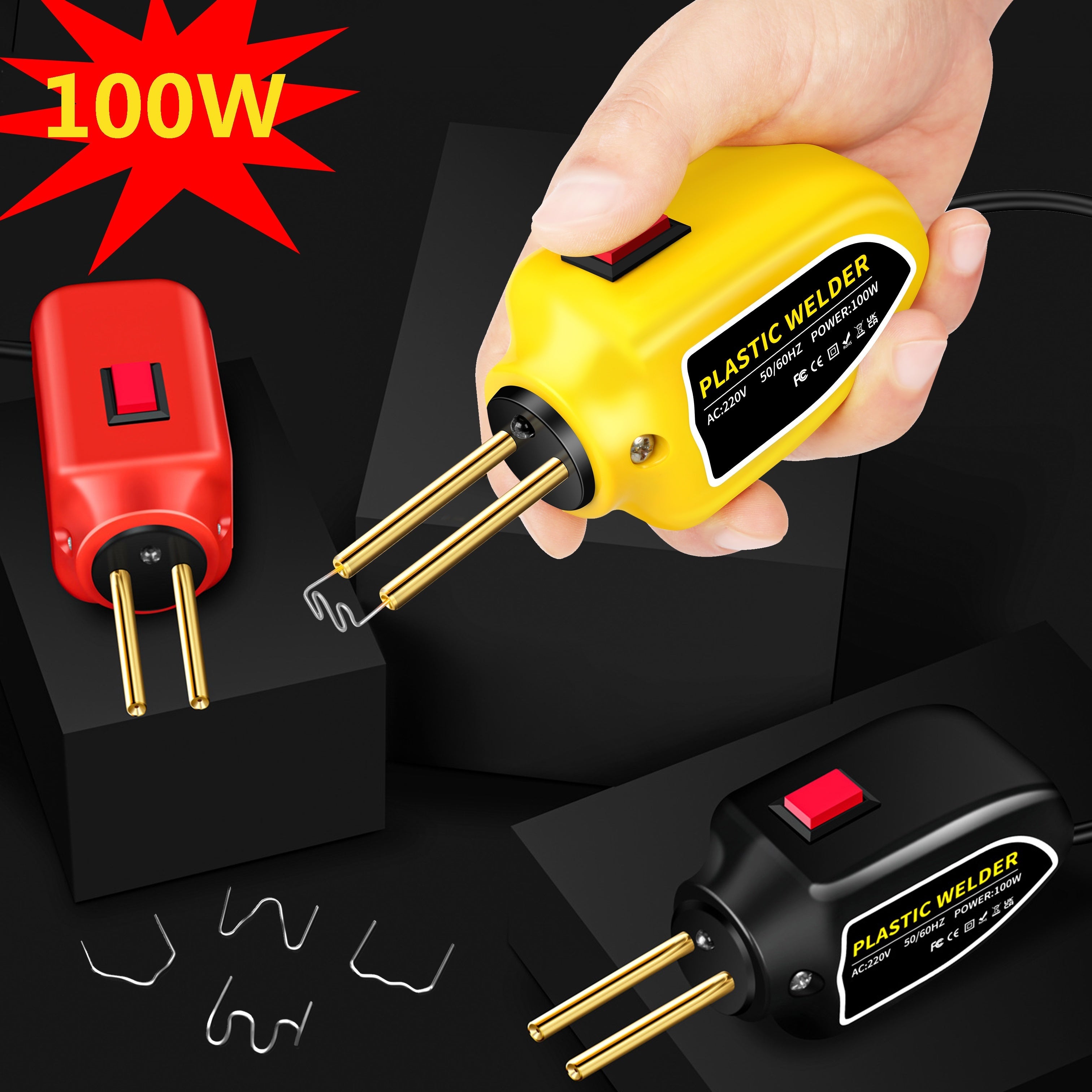 Portable 100W Plastic Welding Tool for Car Repair with Staples and Heat Gun