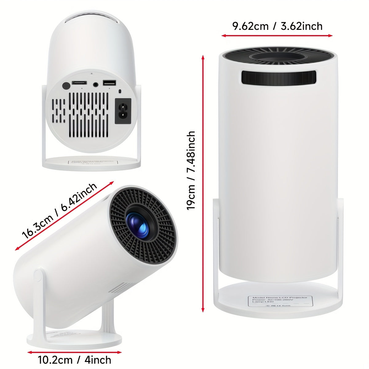 Портативный 4K умный проектор с яркостью 150Ansi, WiFi6, Android TV