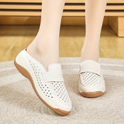 Women Summer Breathable Perforated Slip-On Sneakers Non-Slip Flat Shoes