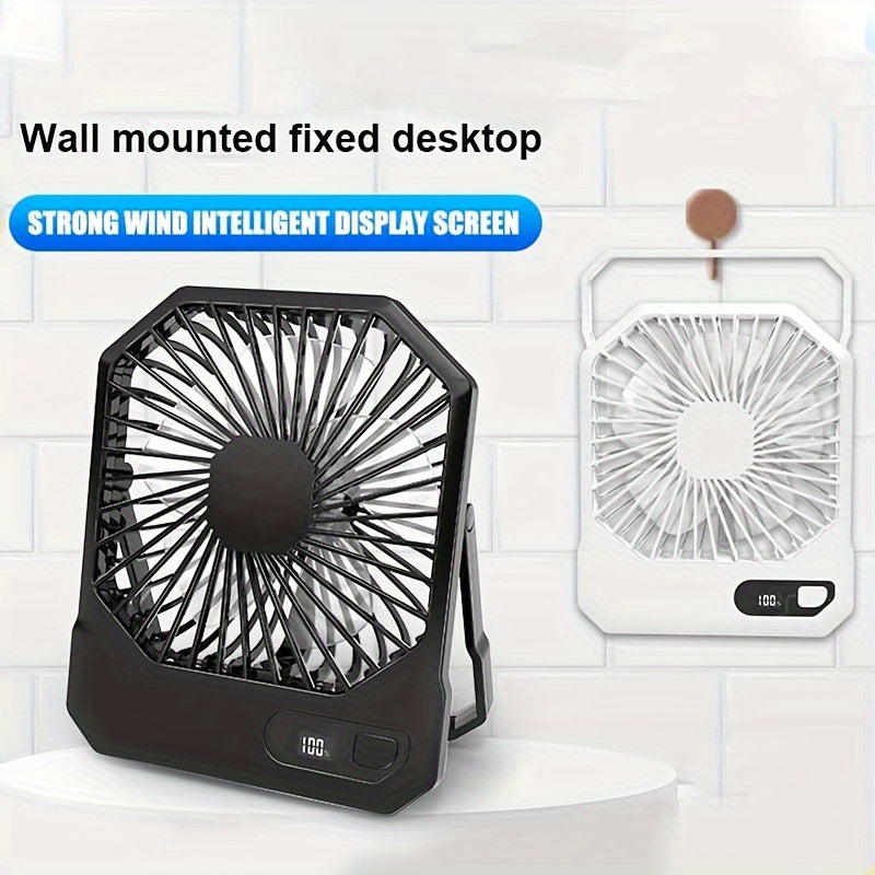 Portable USB Desktop Fan 6-Inch 3-Speed with Digital Display and Rechargeable Battery