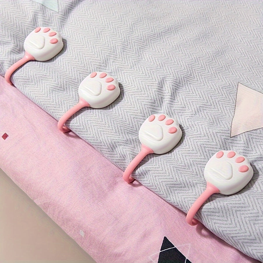 Cartoon Cat Paw Quilt Holder Anti-Slip Bedding Clips No Mark Adhesive for Duvet Covers