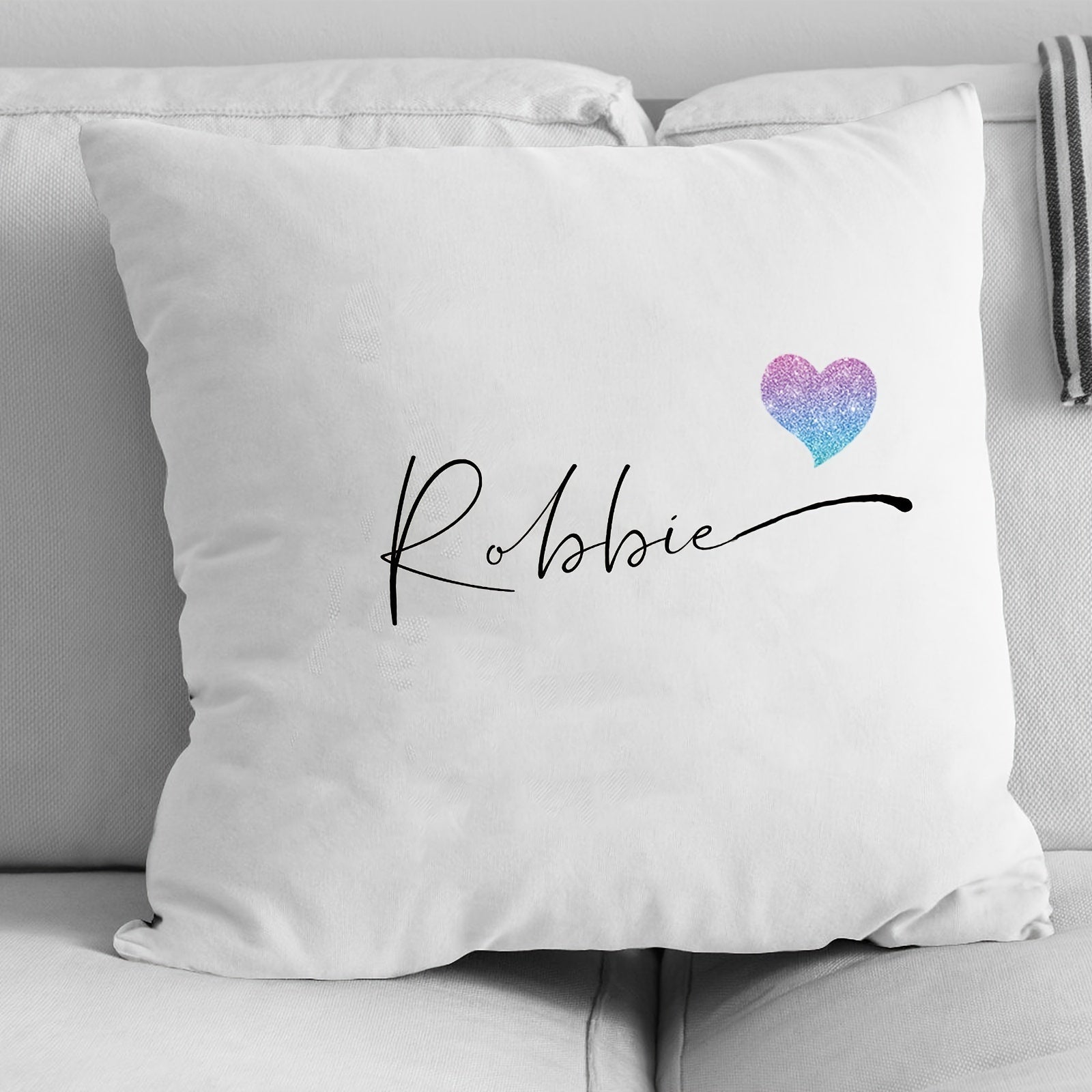 Personalized Velvet Pillowcase with Heart Pattern and Name for Nursery or Home Decor