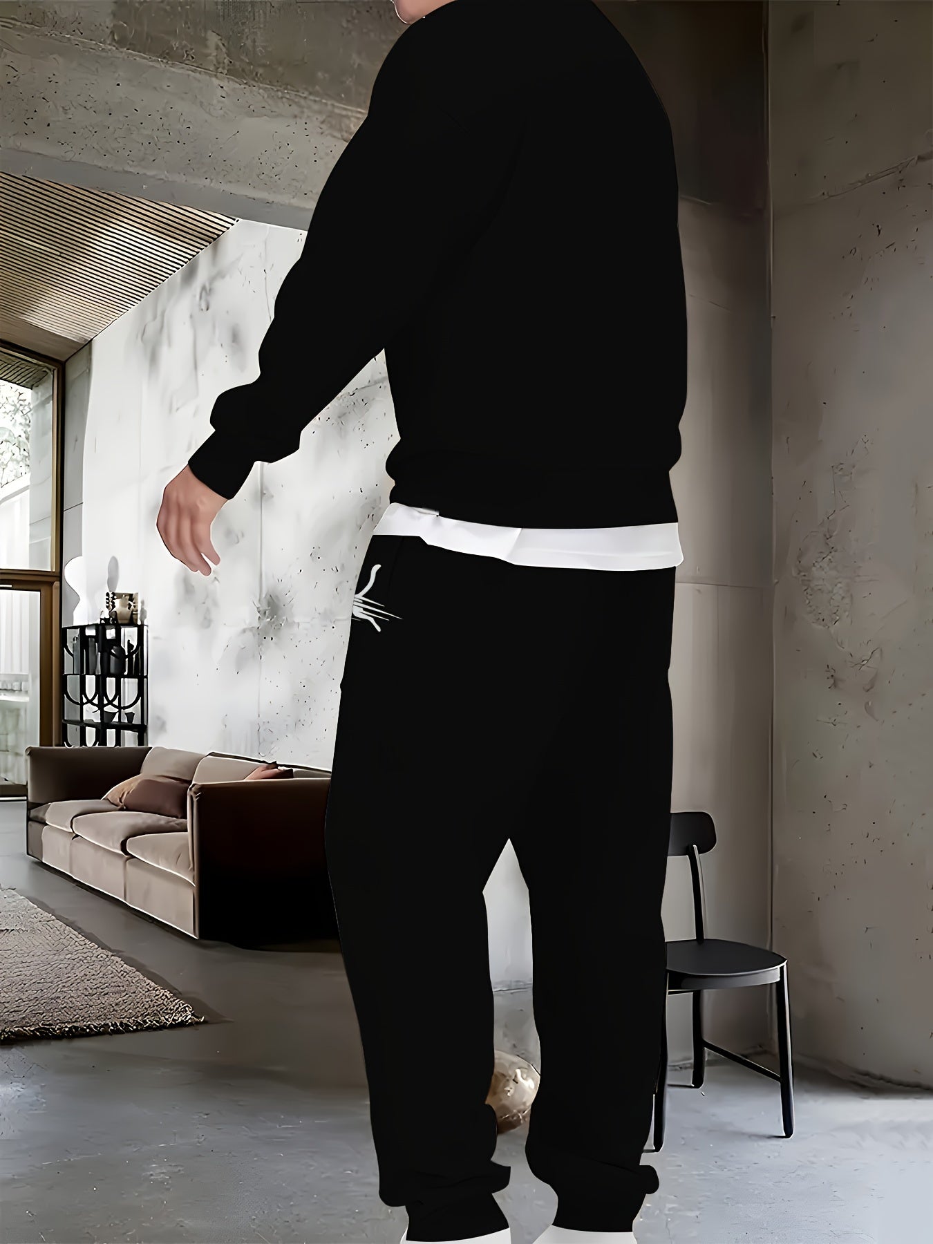 Men's Casual Print Long Sleeve Polyester Outfit