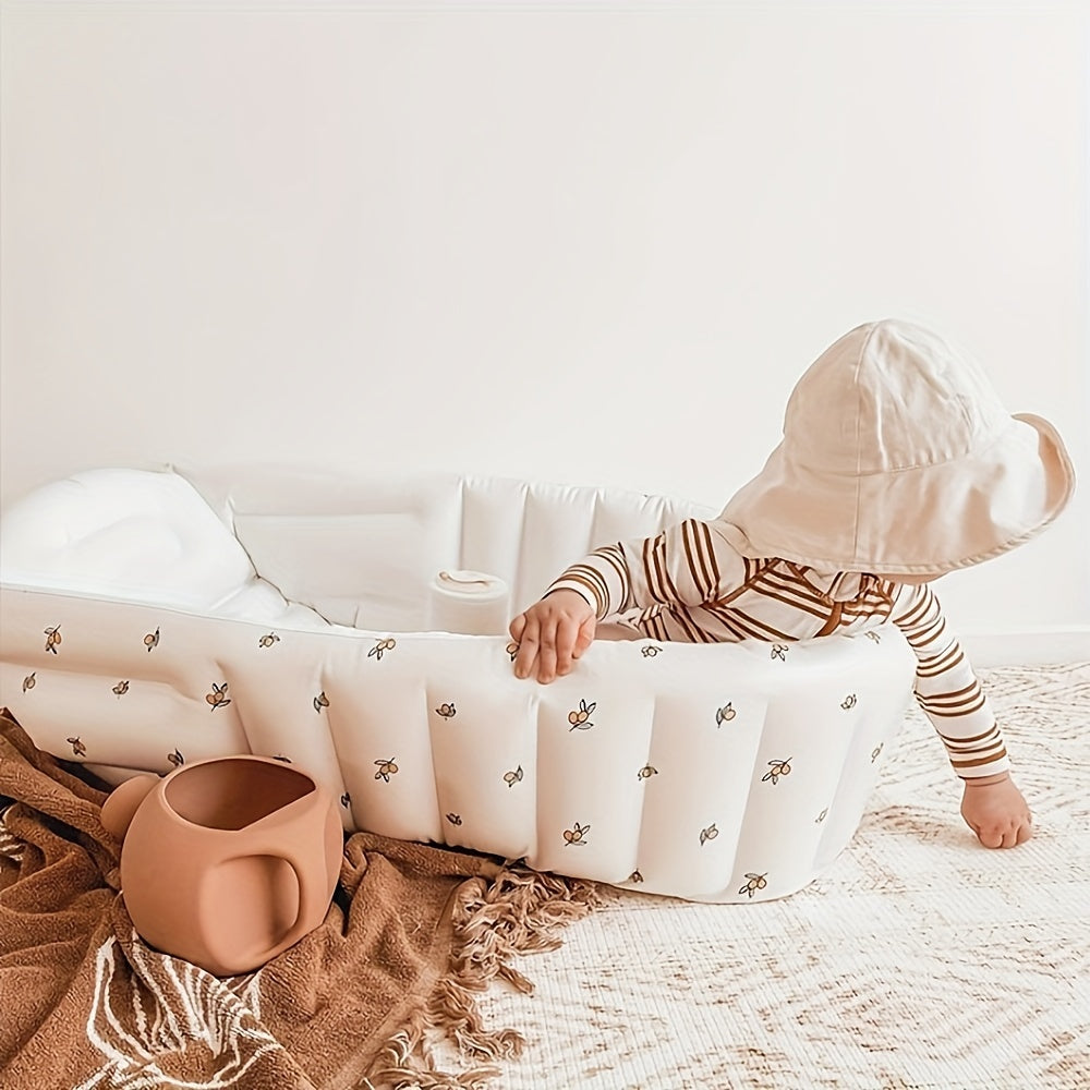 Inflatable Baby Bathtub with Cartoon Print Soft Portable Tub