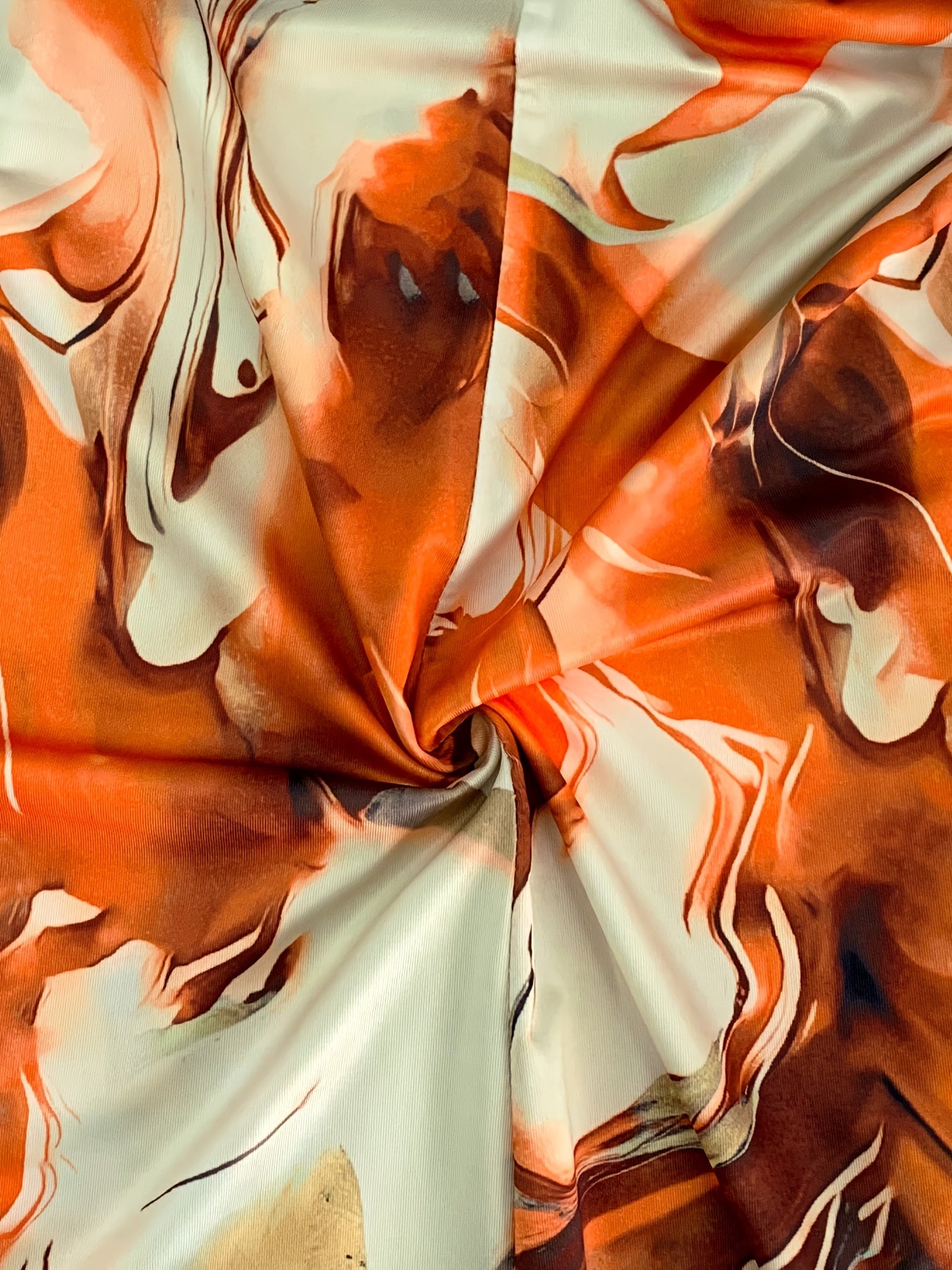 Vestido de verano para mujer con escote en V y estampado de mármol naranja con bolsillos