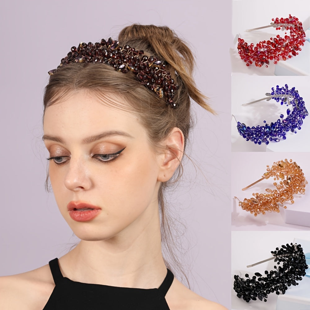 Women's Rhinestone Headband Tiara Bridal Hair Accessory for Weddings and Parties