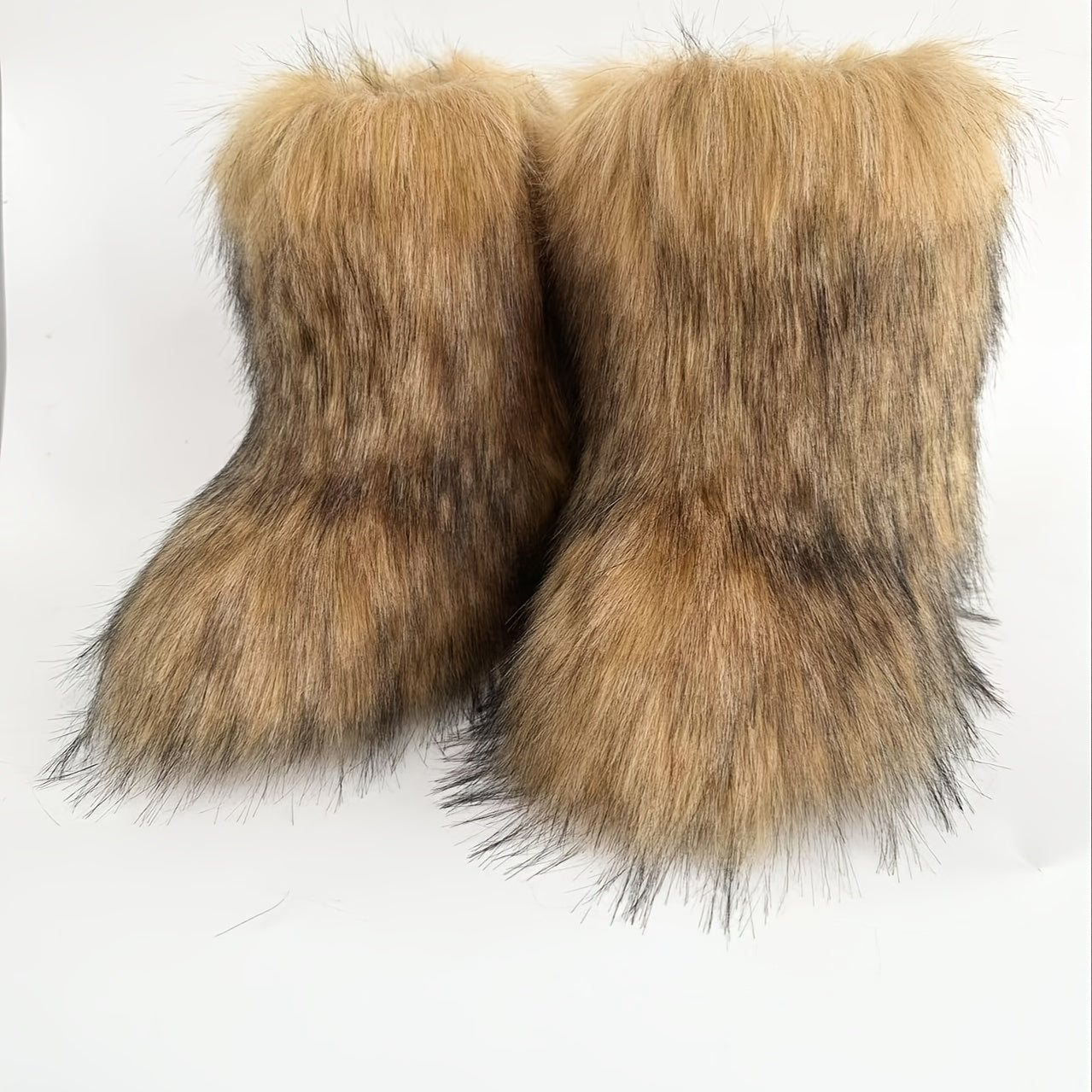 Женские зимние сапоги из искусственного меха до середины икры, плоская подошва, высокие, на шнуровке, теплые, с круглым носком