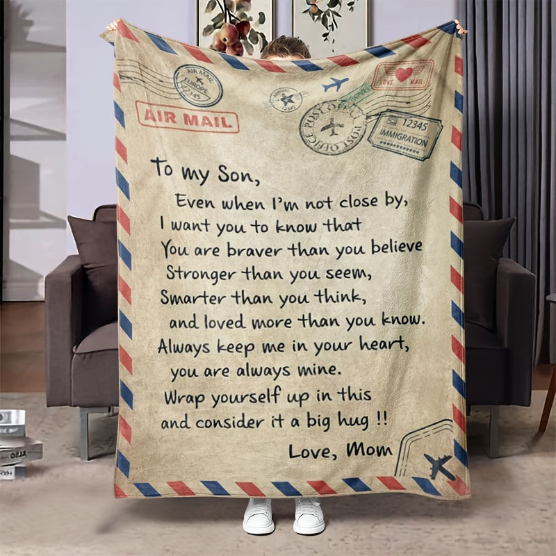 All-Season Flannel Throw Blanket for Couch Bed Travel with Encouraging Messages