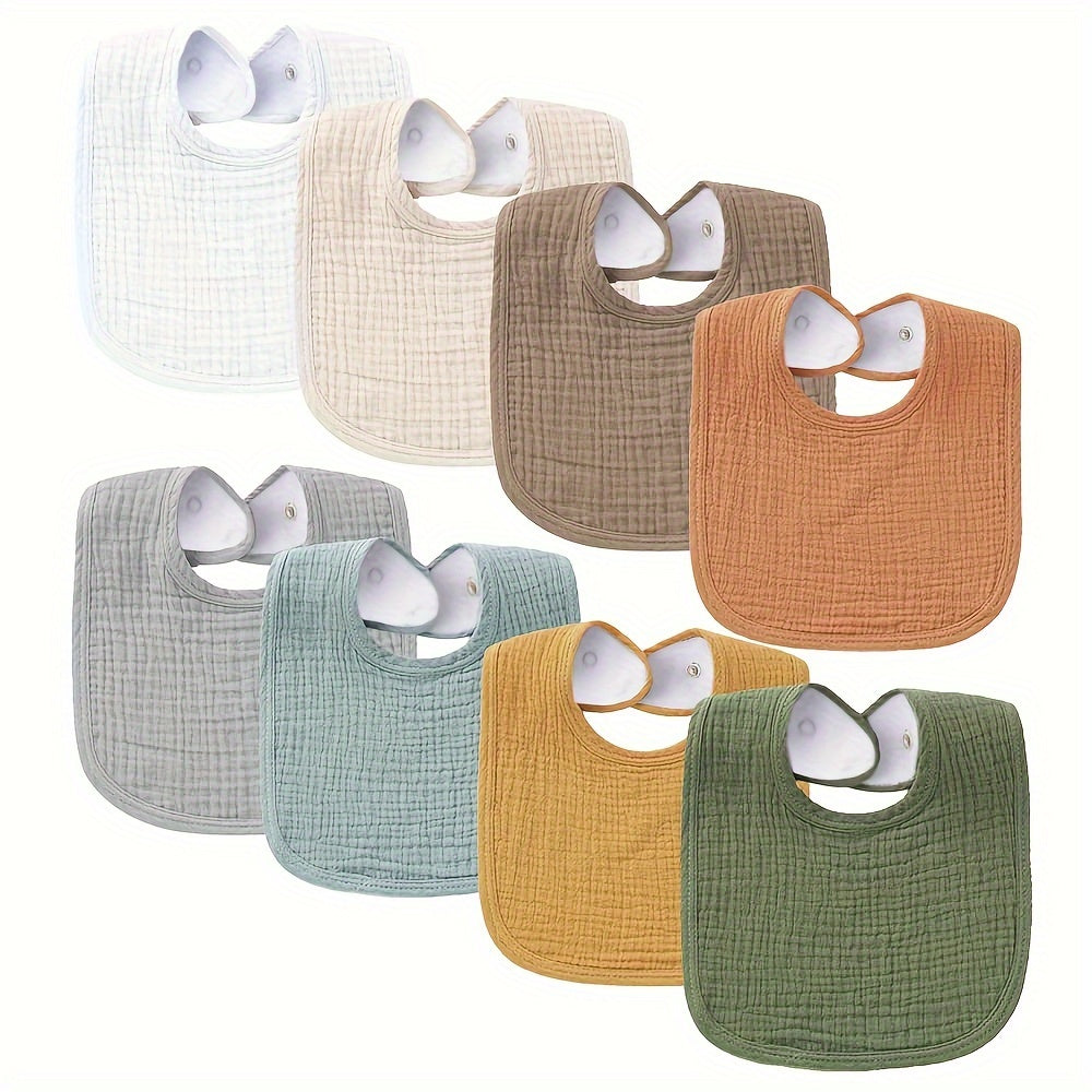 Set of 4 Unisex Baby Cotton Drool Bibs with Snap Closure for Teething and Drooling