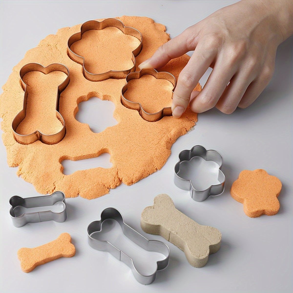 Set of 6 Dog Paw and Bone Cookie Cutters for Baking Pastries and Biscuits