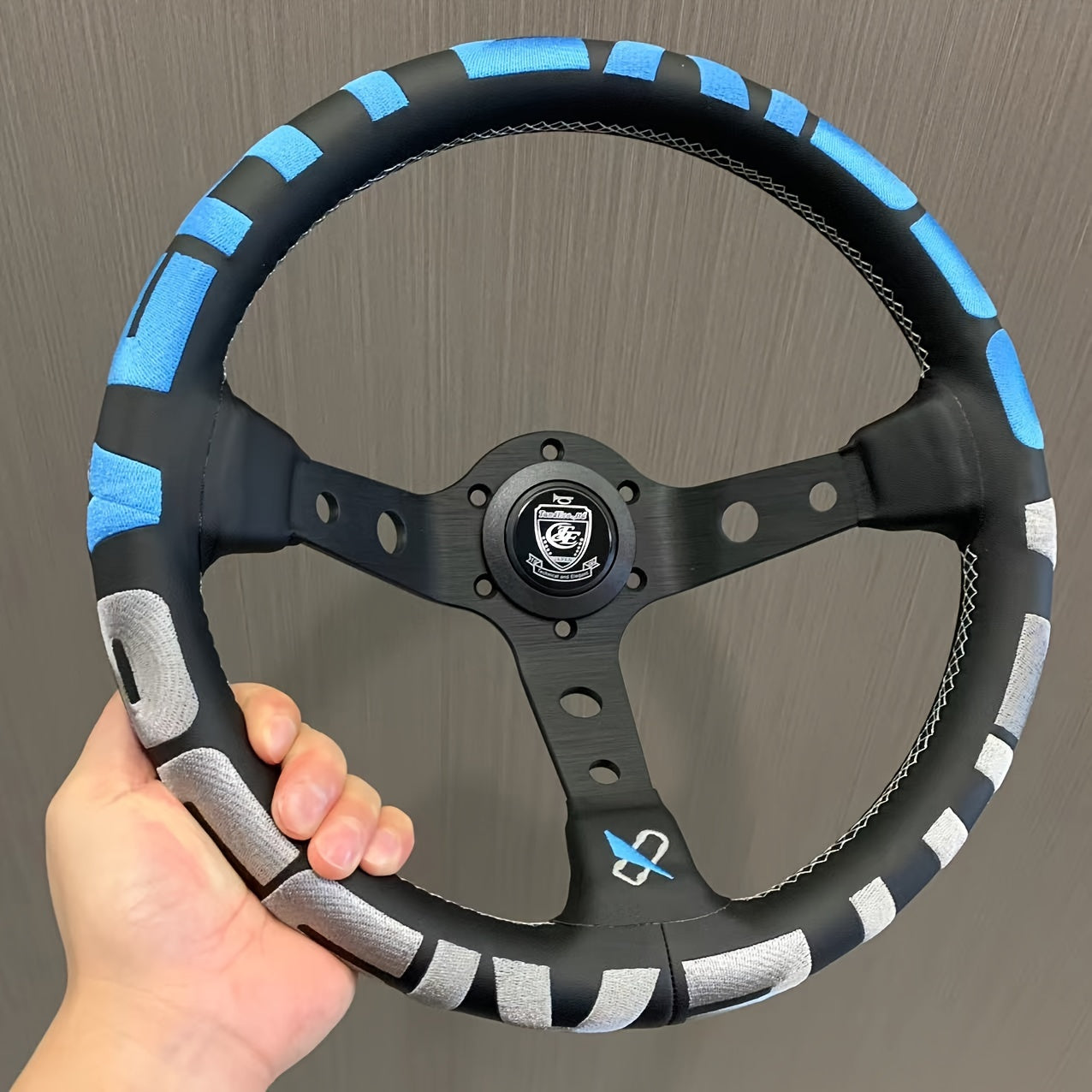 Universal Blue Gray Steering Wheel for Racing and Simulator Games