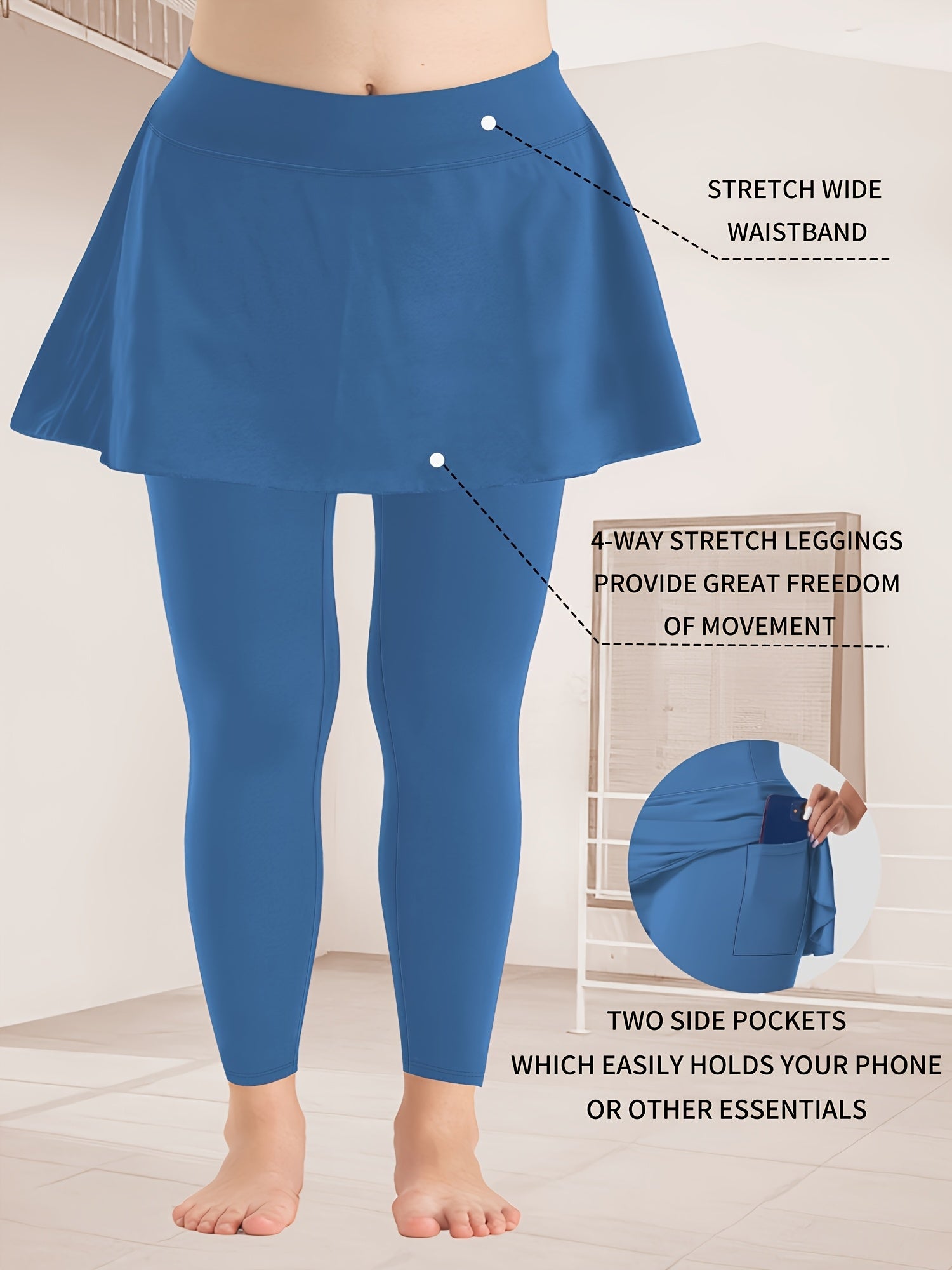 Women's Plus Size Solid Color 9-Inch Stretch Shorts with Pockets for Tennis and Golf