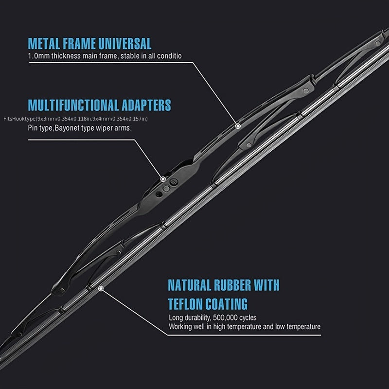 Черная металлическая щетка-стеклоочиститель с натуральной резиной для всех автомобилей с U-образным крюком