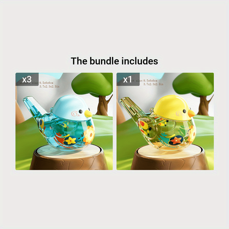 Water Bird Whistle Toy for Kids with Bird Call Sound Water Play Accessory Red Yellow Blue