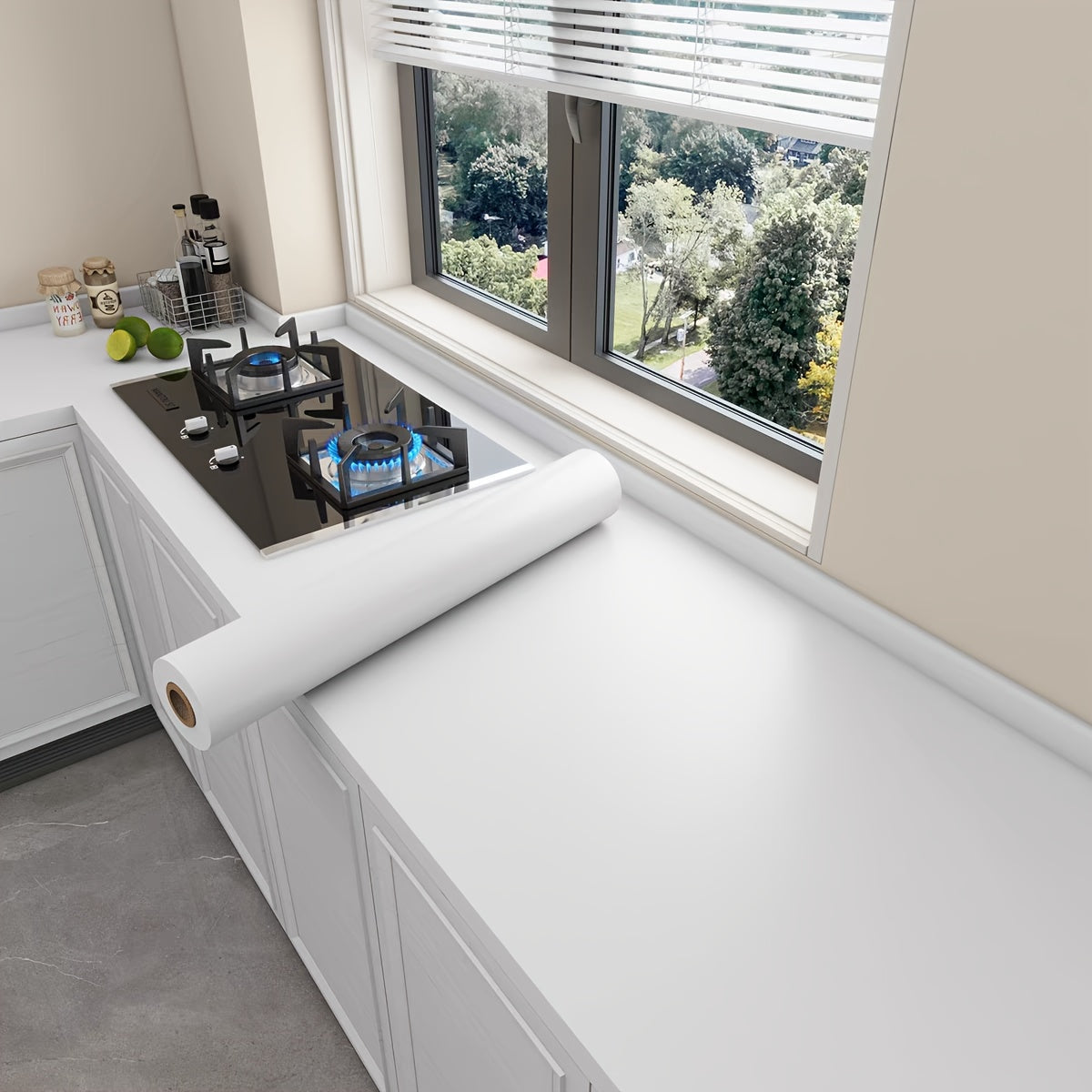 Removable Vinyl Wallpaper Matte Black Gray White Textured for Walls Kitchens Cabinets