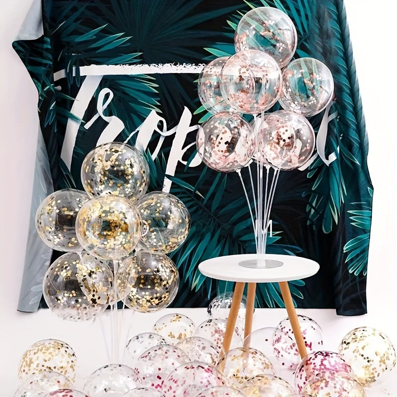 Kit de soporte para guirnalda de globos con soportes para columnas de globos transparentes de 7 cabezas, reutilizable para decoraciones de fiestas, bodas y cumpleaños