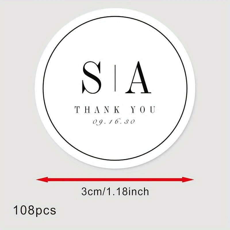 Personalized Bridal Shower Labels Custom Thank You Stickers Name and Date Recyclable Matte Finish