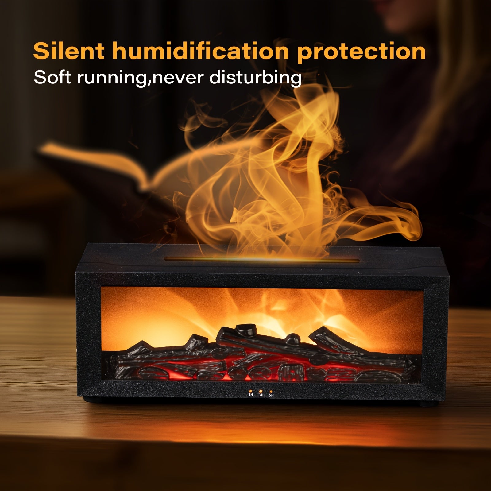 Simulation Flame Fireplace Humidifier with Remote Control and USB Power