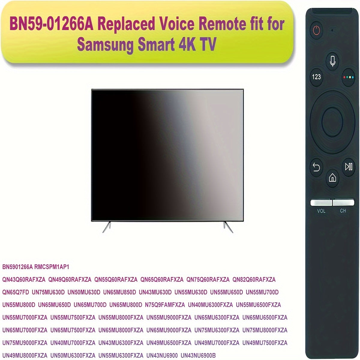 Ergonomic Voice-Activated Remote Control for Samsung 4K Smart TVs Battery Operated
