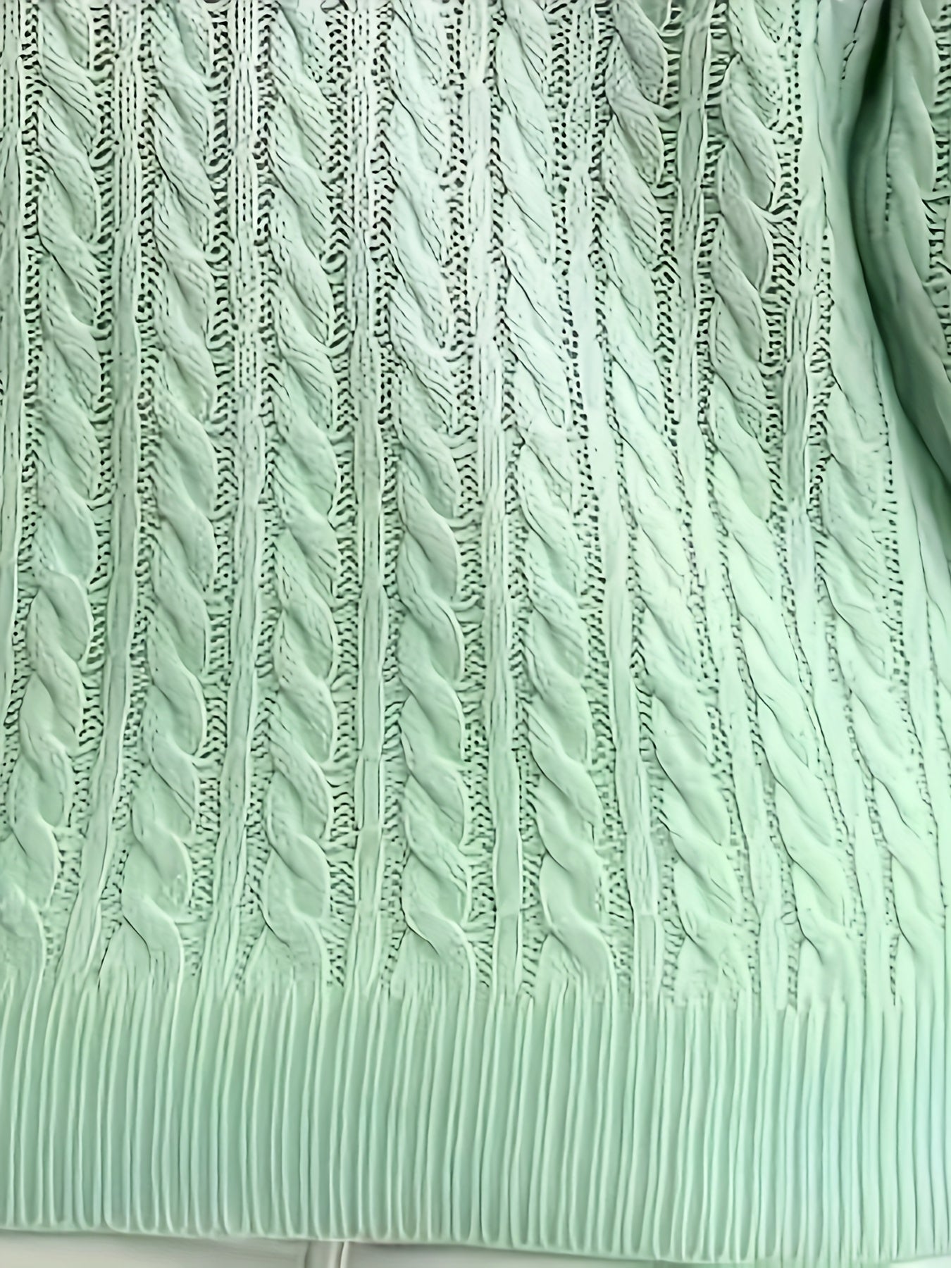 Женский свитер большого размера мятно-зеленого цвета с длинными рукавами, вязаный, повседневный, весна-лето-осень