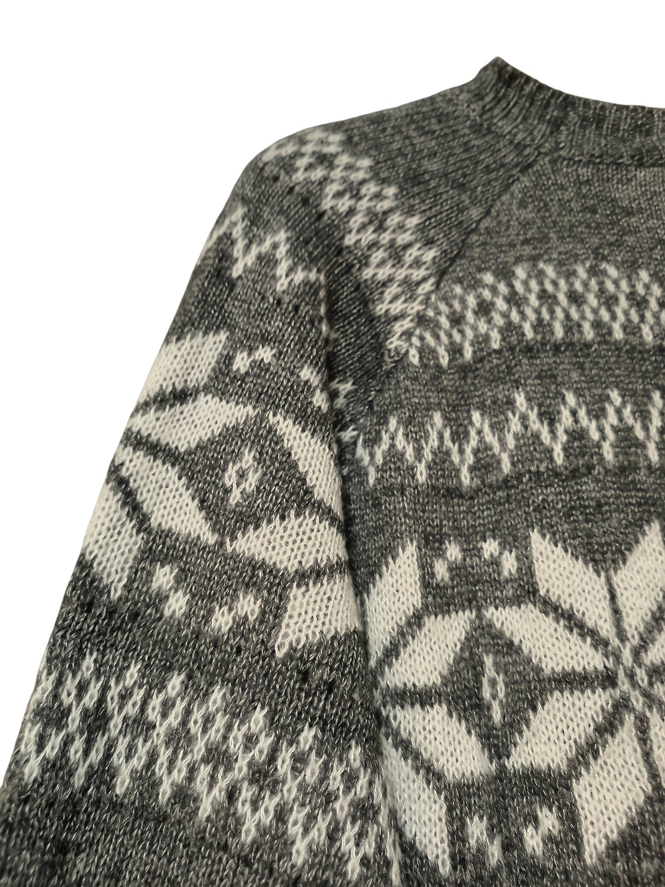 Plus Size Women's Geometric Pattern Long Sleeve Sweater Oversized Crew Neck Pullover