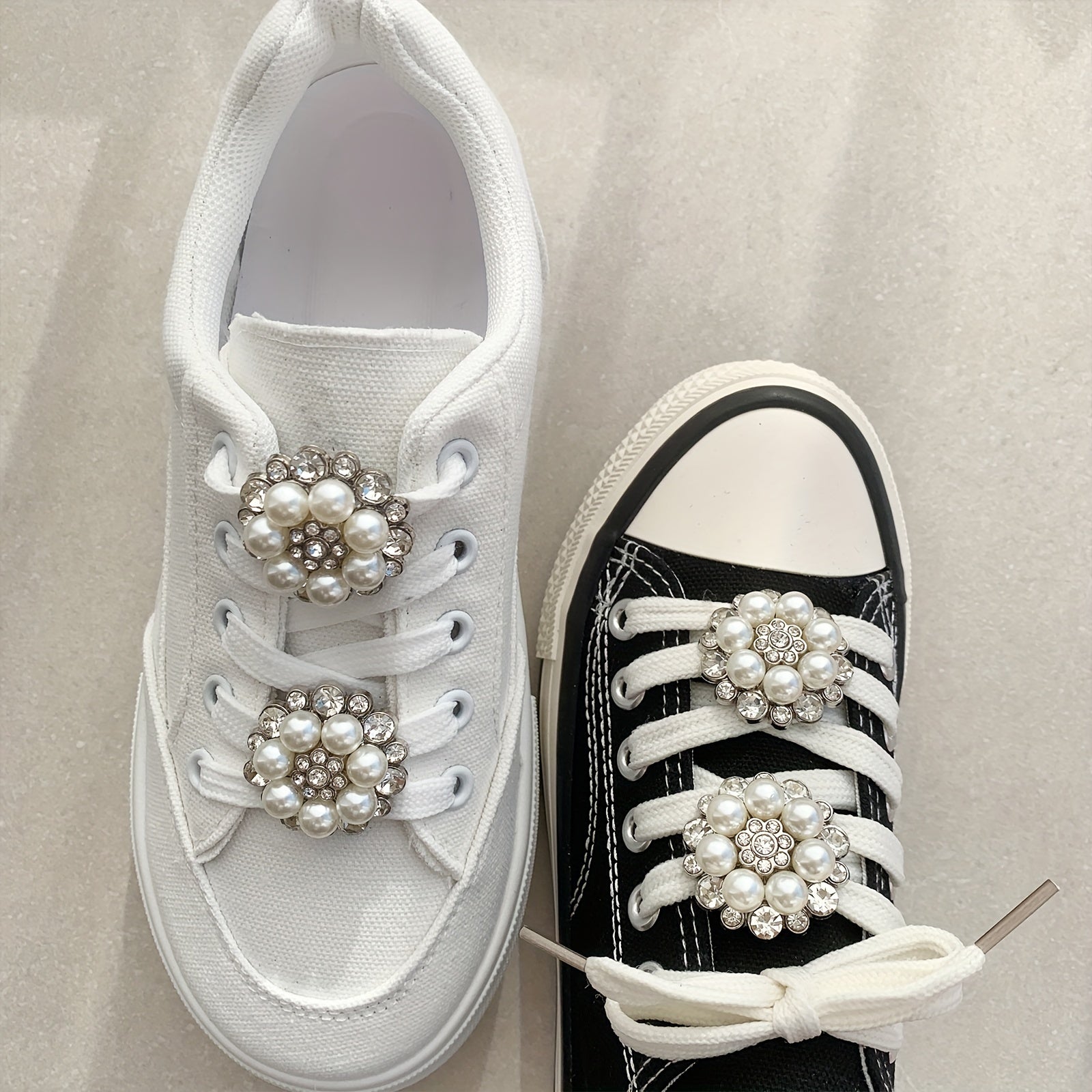 Unisex Pearl Rhinestone Shoe Charms Set for Sneakers and Boots