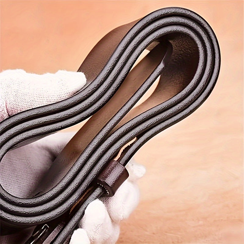 Мужской черный кожаный ремень из бычьей кожи с квадратной пряжкой из сплава, повседневный модный аксессуар