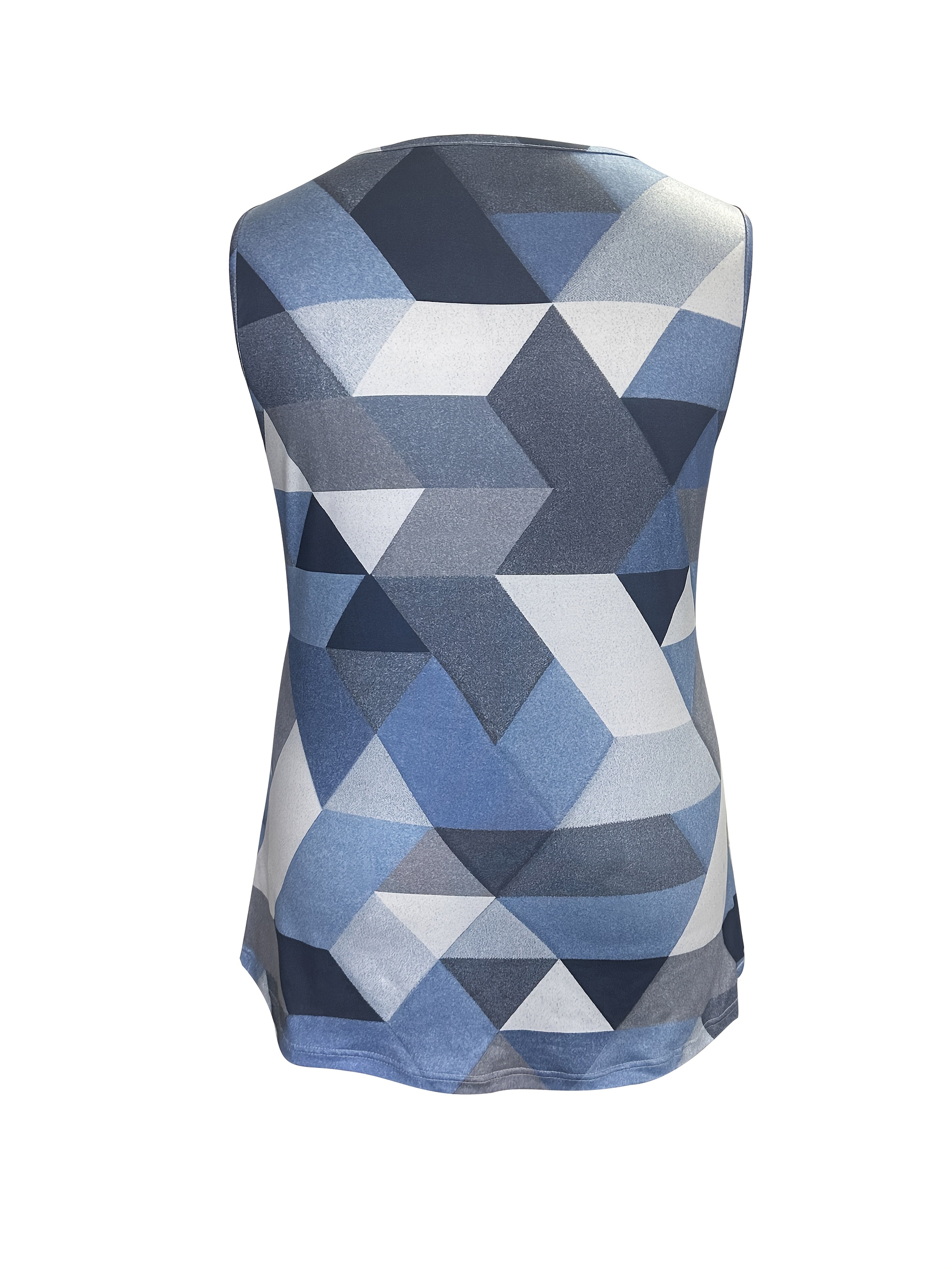 Women's Sleeveless V-Neck Tank Top Rhombus Print Beige White Lightweight Breathable