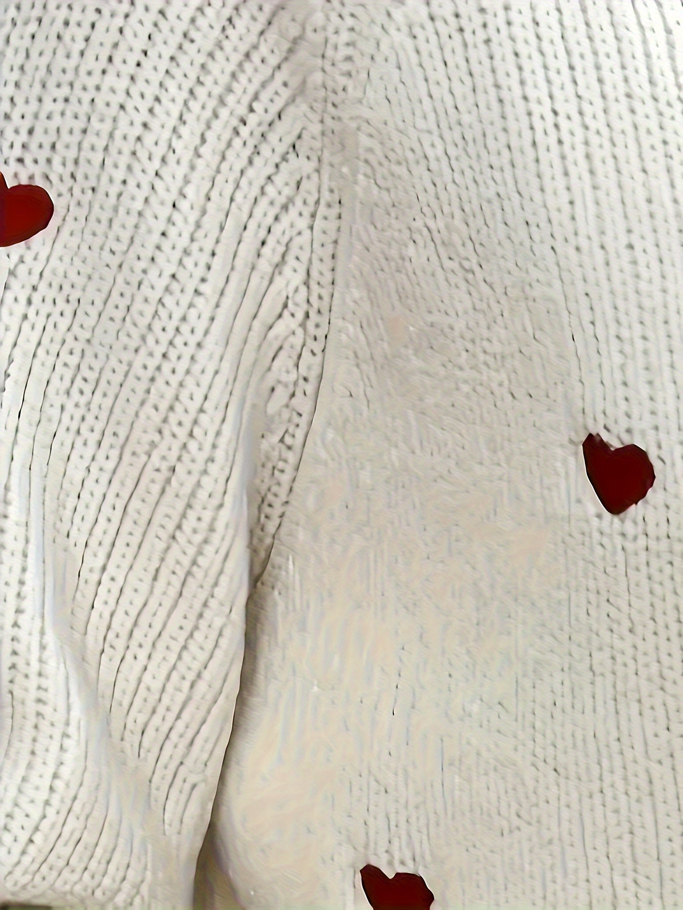 Кардиган с V-образным вырезом для полных женщин с вышивкой, длинные рукава, красное сердце