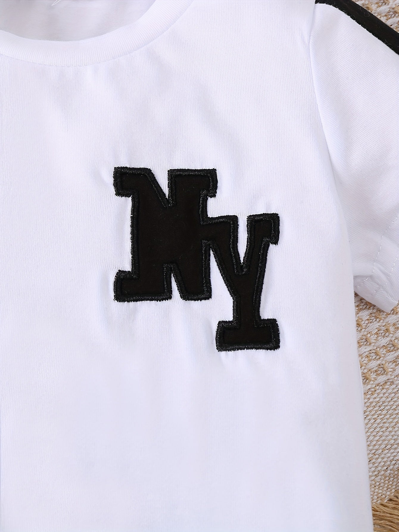 Kids Boys T-Shirt and Shorts Set Black and White Letter Print Polyester Spring Summer Movement Style