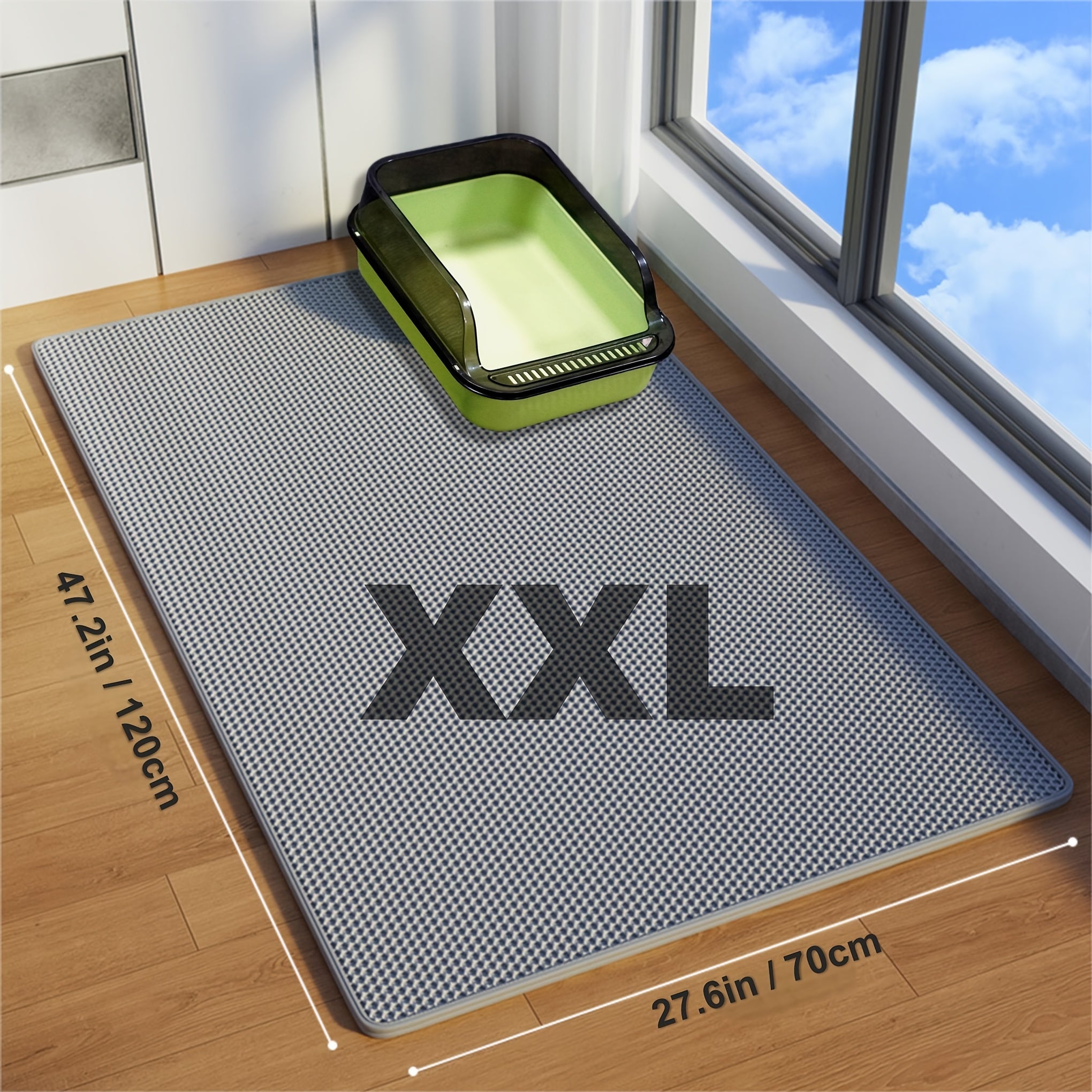 Gran alfombra de EVA para arena de gato, impermeable, antideslizante, lavable, a prueba de fugas, resistente a los olores