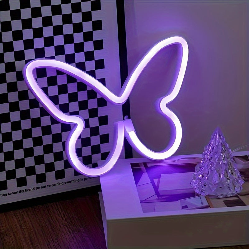 LED Butterfly Neon Sign Light for Bedroom Girls Room Decoration USB Battery Operated