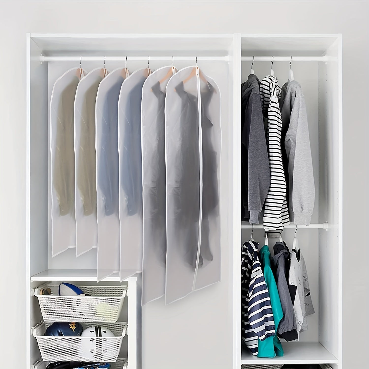 Juego de 10 bolsas para prendas de vestir para vestidos, trajes, abrigos, con cremallera, almacenamiento en armario