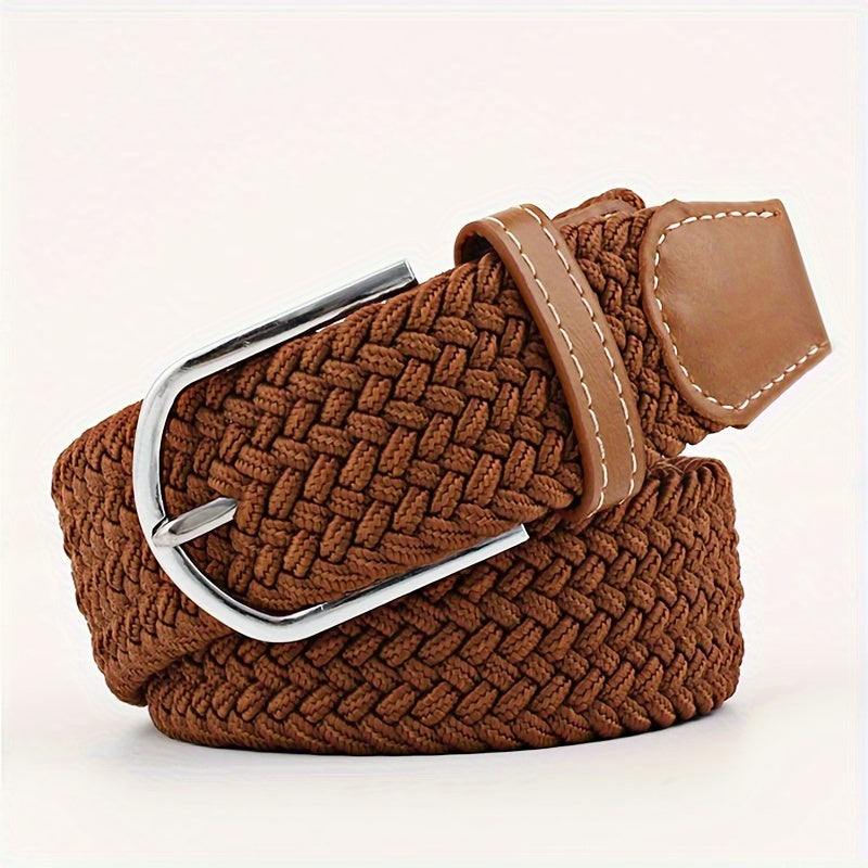 Women's Braided Elastic Belt with Woven Design for Golf and Casual Wear