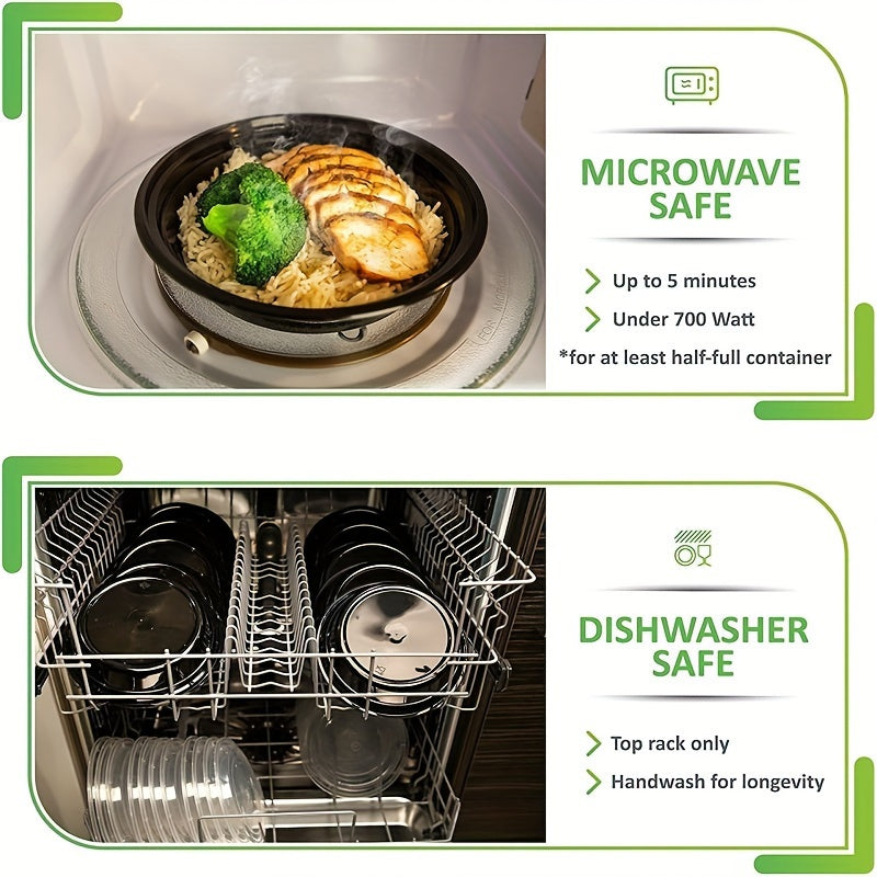 Набор из 10 пластиковых контейнеров для приготовления пищи объемом 550 мл с крышками, без BPA, безопасных для микроволновки