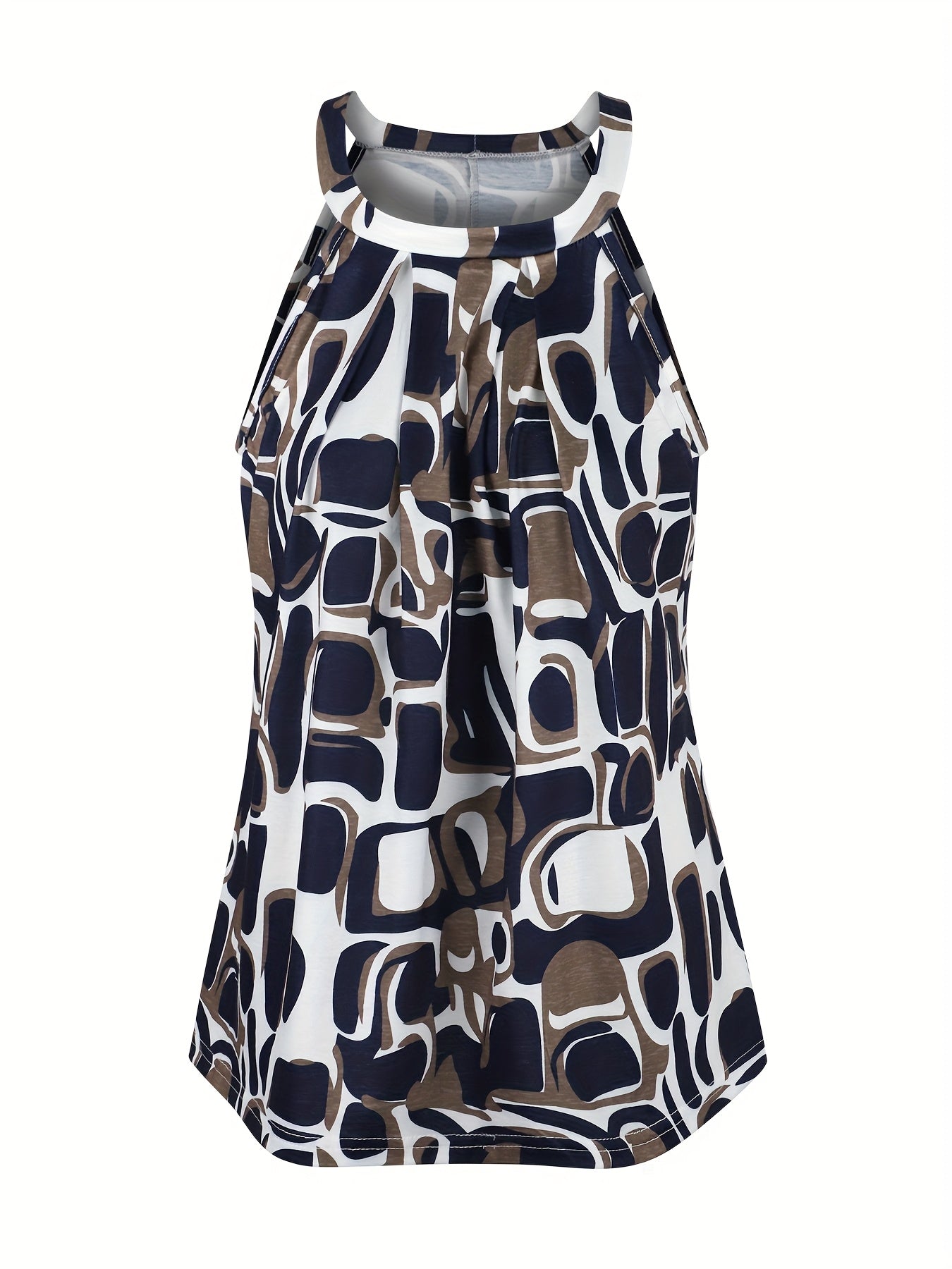 Plus Size Sleeveless Tank Top Polyester Abstract Print Purple White Casual Summer