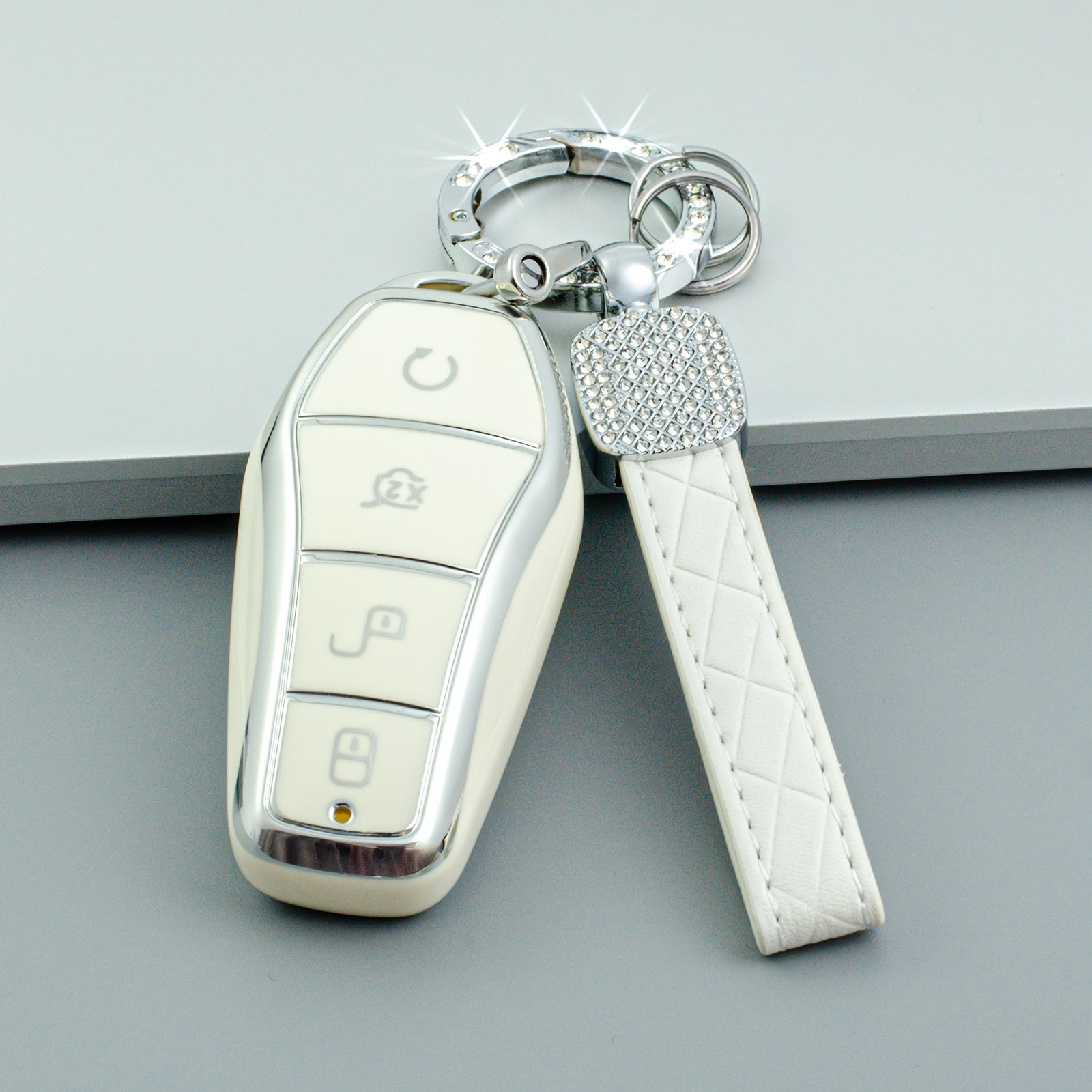 Universal TPU Key Fob Cover With Keychain for EV Car Remote