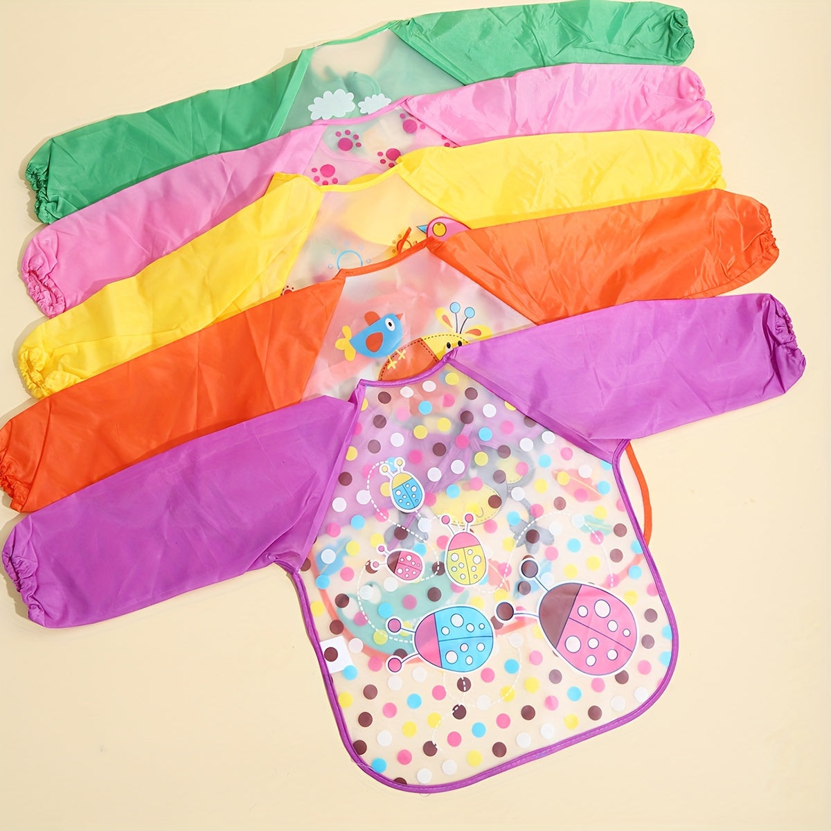 Kids Waterproof Paint Coveralls Aprons with Lunch Pockets for Children 0+ 3+