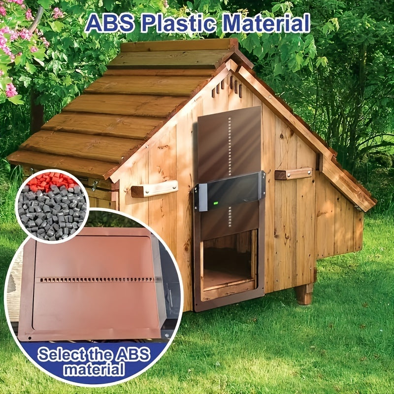 Puerta automática de plástico para gallinero con sensor de luz alimentada por batería