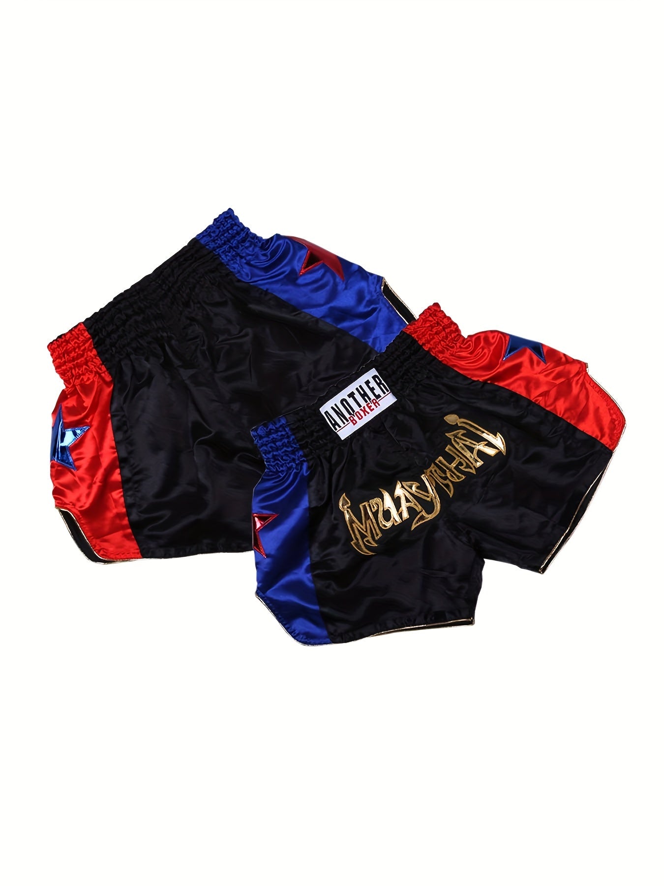 Boxing Training Shorts Lightweight Non-Stretch Polyester Padded Support for Combat Sports in Black Blue Red