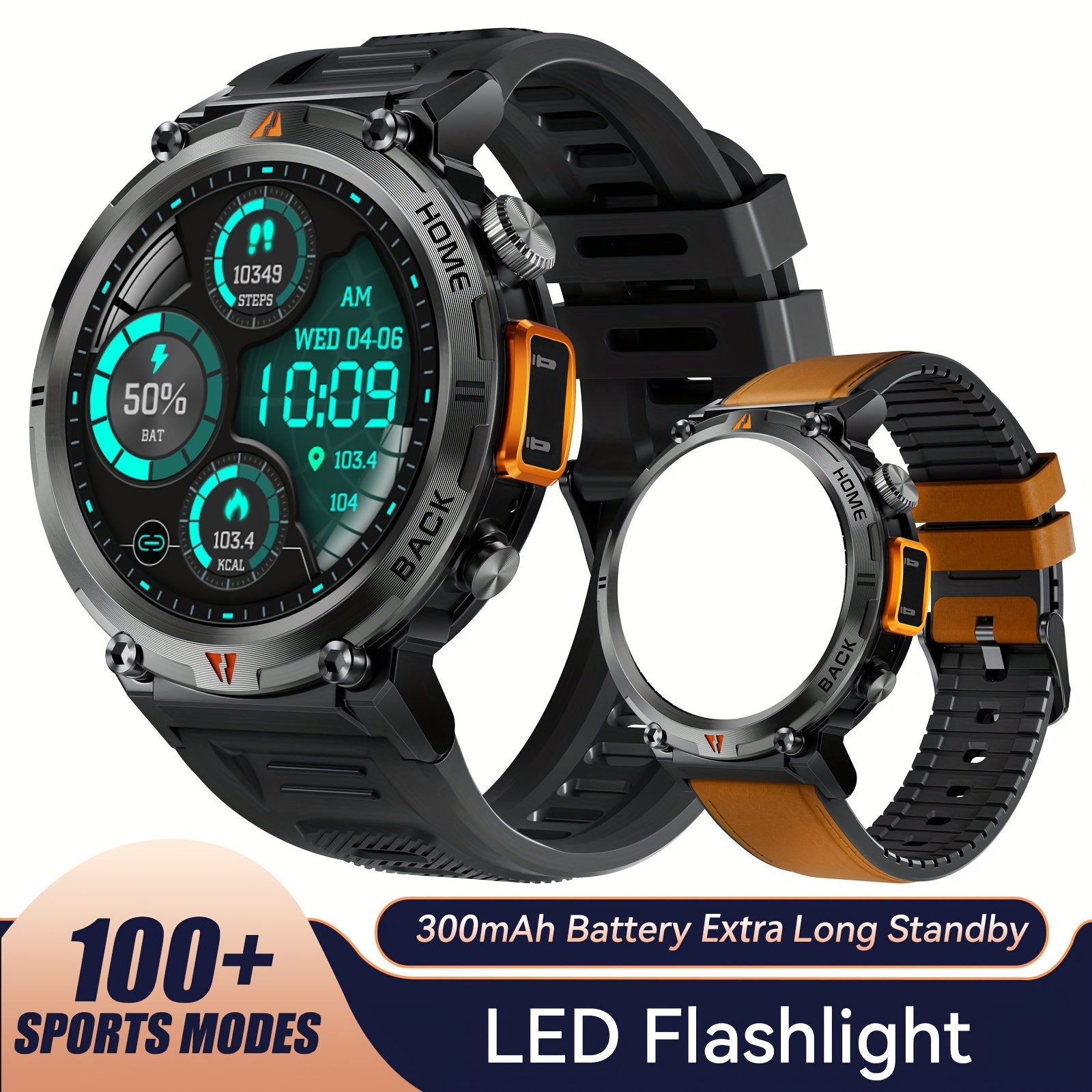 Men's Smartwatch with TFT Display Water Resistant Sports Modes Compatible with iPhone and Android
