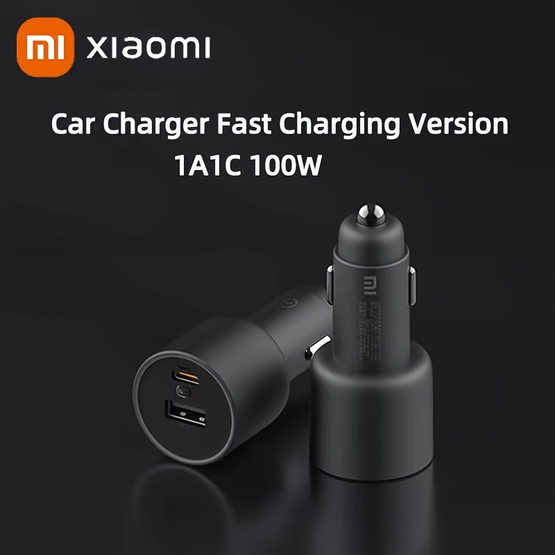 Dual-Port 100W Car Charger with USB-C PD Fast Charging for Smartphones and Devices