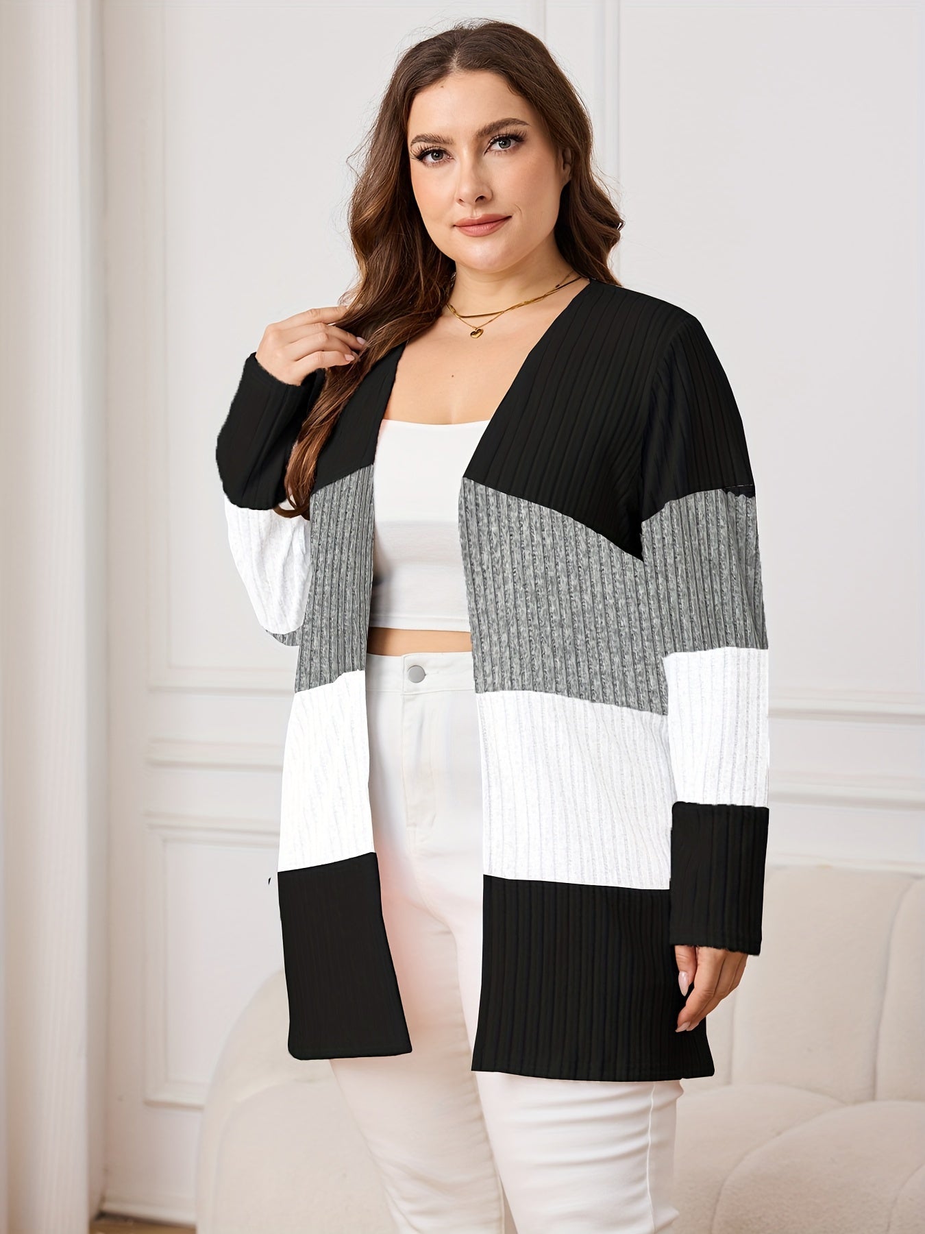 Plus Size Women's Cardigan Autumn Winter Knit Long Sleeve Plus-Size Fashion