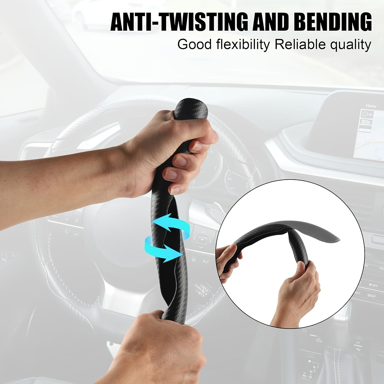 3 Pieces Carbon Fiber Steering Wheel Covers Faux Leather All-Season Car Accessories