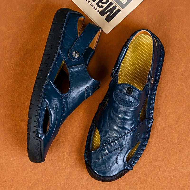 Men's Vintage Sports Sandals Breathable Slip-On Microfiber Synthetic Leather Rubber Sole All-Season