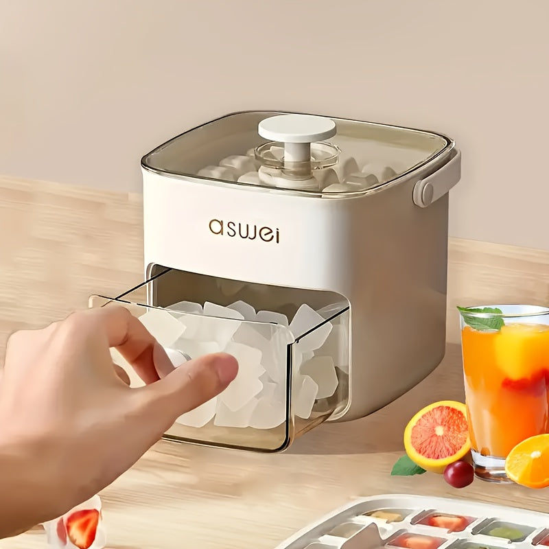 Ice Cube Maker with Easy-Press Lid Large Capacity Double Layer Food-Grade Plastic