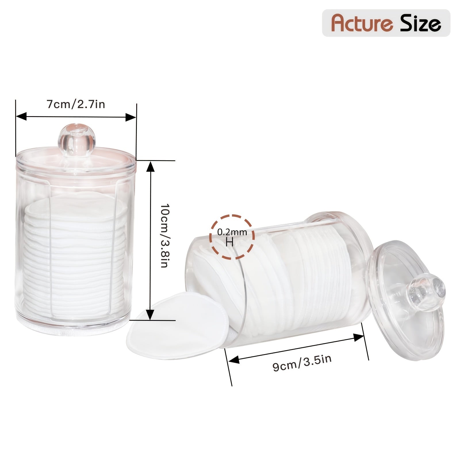 Acrylic Qtip Dispenser with Lid for Bathroom or Makeup Pads 11cm x 7cm