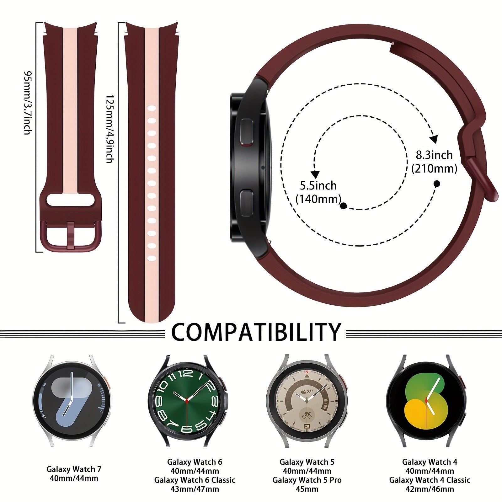 Soft Silicone Sport Watch Band for Men Women Compatible with Samsung Galaxy Watch 4 5 6 7