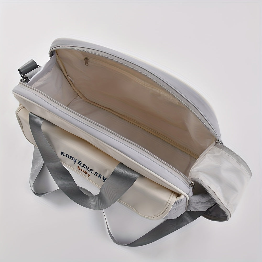 Large Capacity Embroidered Crossbody Mommy Bag with Zipper Stylish Multi-functional Shoulder Bag
